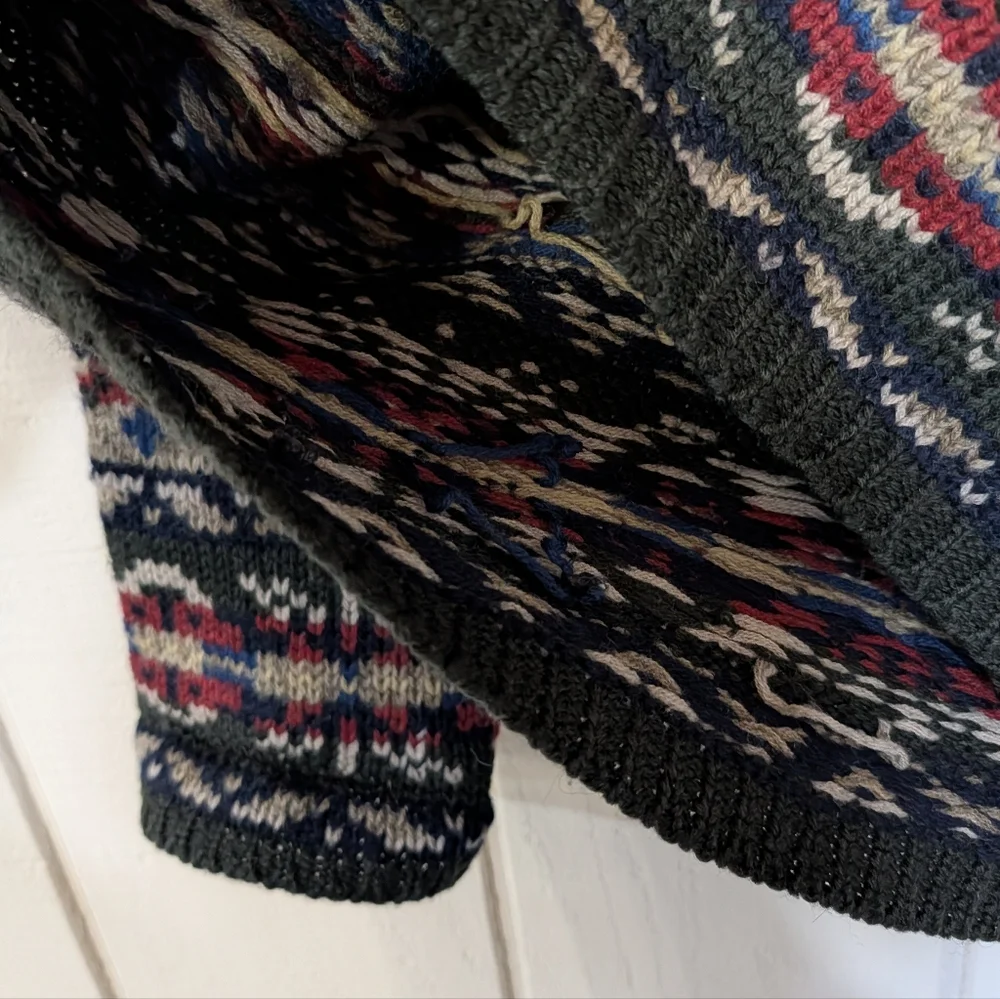 Vintage Abercrombie &Fitch Fair Isle Snowflake Wool Sweater 90s Holiday - Picture 7 of 14